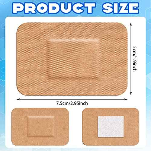 Marsui 60 Pcs Large Adhesive Bandages 2 x 3 Inch Wound Care Supplies Fabric Adhesive Strip Patch Waterproof Fabric Flexible Bandage Wrap Gauze Pads for Skin Care and Protect Wounds