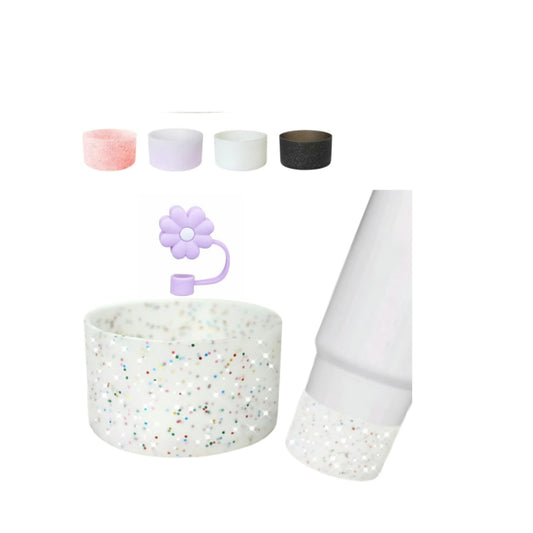 Glitter Silicone Boot for Stanley Cup 30/40oz Tumbler,Silicone Cup Protective Boot for Stanley 12-24oz Hydro Flask Bottle, 2.95In / 7.5cm Non-Slip Stanley Cup Silicone Bottom Recreation Accessories