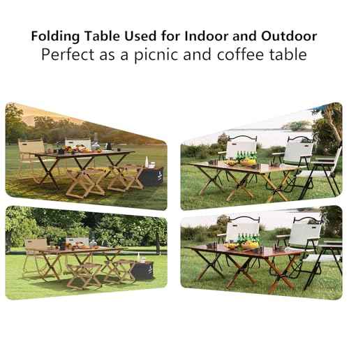 Folding Camping Table, 48Inch Lightweight Roll-Up Table Aluminum Low Portable Picnic Table with Carrying Bag for Outdoor, Beach, Picnic, Backyards, BBQ and Party Log Color