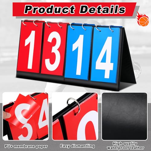 Hiboom Portable Scoreboard Flipper Set - 6 Count 4 Digit Tabletop Score Keeper