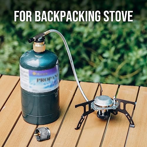 Camping Stove Adapter for 1LB Propane Gas Cylinder - Grey & Gold 2-Pack
