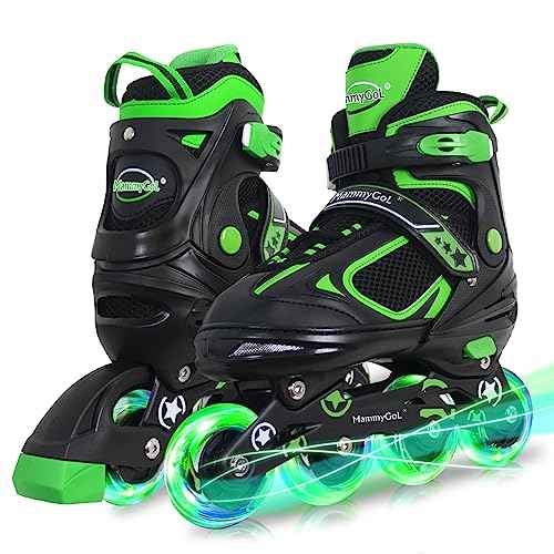 MammyGol Adjustable Inline Skates for Kids Boys Girls Youth Beginner with Light up Wheels Ages 4-16