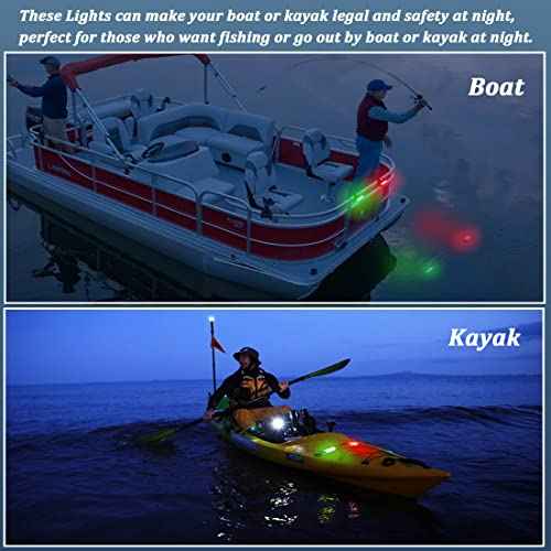 Botepon Kayak Navigation Lights - Battery Operated, Waterproof for Night Kayaking & Paddle Board, Marine Safety Lights for Pontoon Boat, Dinghy