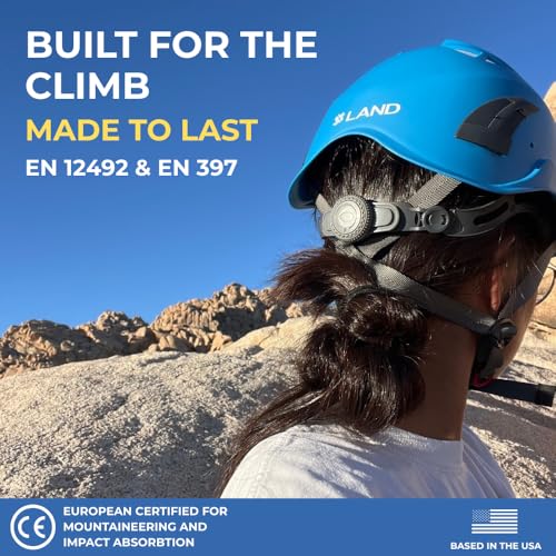 Climbing Helmet EN 12492 Vented Lightweight Safety Helmet with Adjustable Chin Strap - White