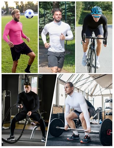Men's Mock Turtleneck Compression Shirt Long Sleeve Undershirt