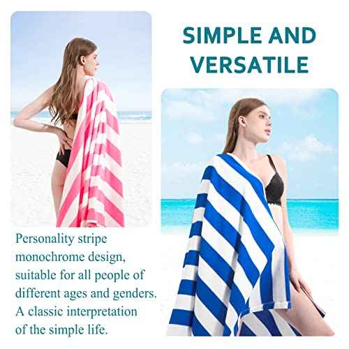 4 Packs Oversized Stripe Beach Towel Thin Terry Set for Women Men 72X40 in Absorbent Big Extra Large XL Clearance Travel FamiliesTowels Accessories Essentials Adults Gift Blue Pink Yellow Green