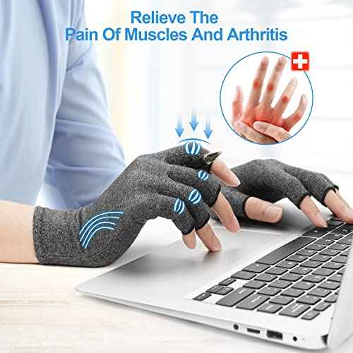 Arthritis Gloves - Fingerless Hand Warmers for Women & Men, Pain Relief Compression Gloves