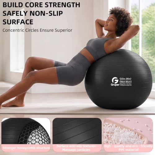 45cm to 75cm Anti-Burst Exercise Ball for Yoga, Pilates & Stability Training
