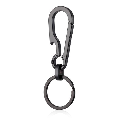 Ouligay Titanium Carabiner Keychain Clip Titanium Key Chain Bottle Opener Keychain Heavy Duty Car for Camping Hiking Men Women(Black)
