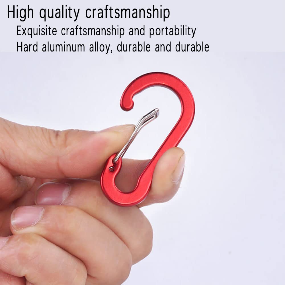 6 Pack Small Multi-Use Carabiner Clip, Aluminum Alloy Lightweight D-Shape Spring Clip, for Keychain Climbing Fishing Hiking Outdoor, Multi-Colored