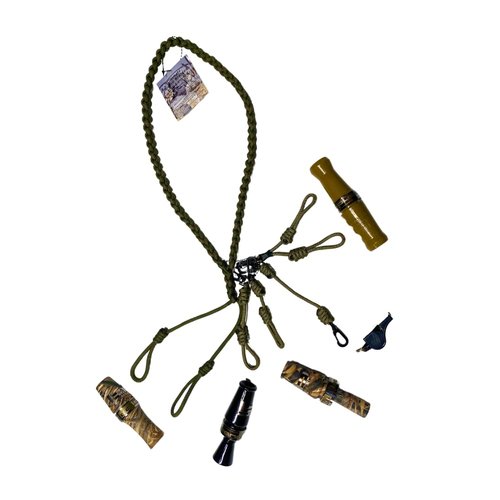 HuntEmUp Ultimate Round Braided Duck Call Lanyard – 4 Double Loops & Whistle Clip – Durable Paracord Goose Call Holder – Waterfowl Hunting Lanyard for Dog Trainers & Gun Dog Hunters