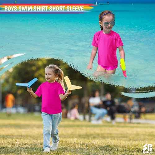 Boy's UPF 50+ Rash Guard Swim Shirts Short Sleeve Sun Protection SPF Fishing Surfing Water Beach Shirts Quick Dry