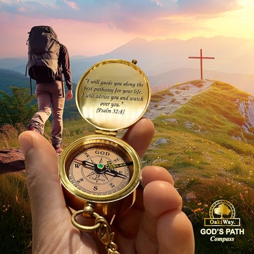 God's Path Compass Leather Case - Inspirational Christian Gift for Boys & Men