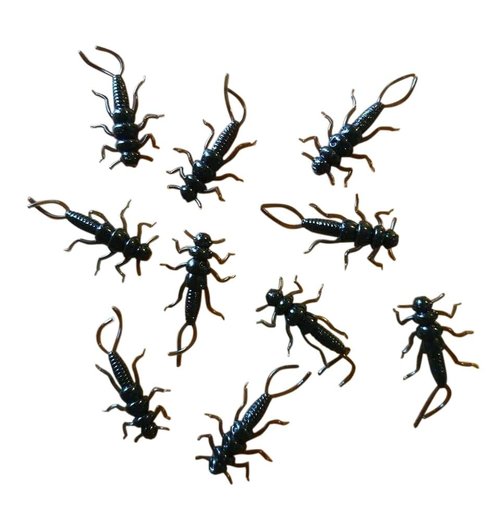 PA Lures Black Soft Plastic stonefly 20 Pack