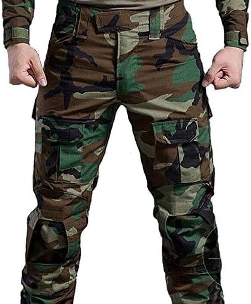 H World Shopping Military Army Tactical Airsoft Paintball Shooting Pants Combat Men Pants with Knee Pads Jungle camo (M-32W)