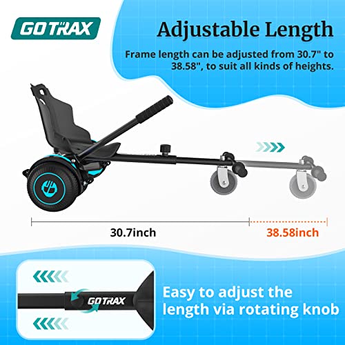 Gotrax Hoverboard Kart Seat Attachment Accessory for 6.5" 8" 8.5" 10" Self Balancing Scooter, Adjustable Frame Length and Handlebar Control Buggy Attachment, Hover Board Go Kart Accessory Kids Adults