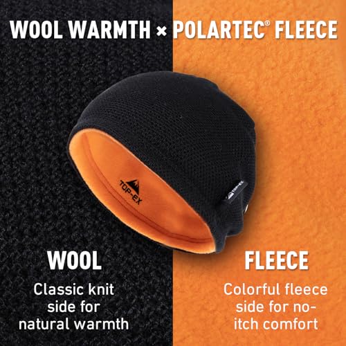 TOP-EX PolarWool¢â Wool Beanie Hat for Men Women Fleece Lined Skull Cap Winter Knit Hat Watch Caps Reversible & Windproof