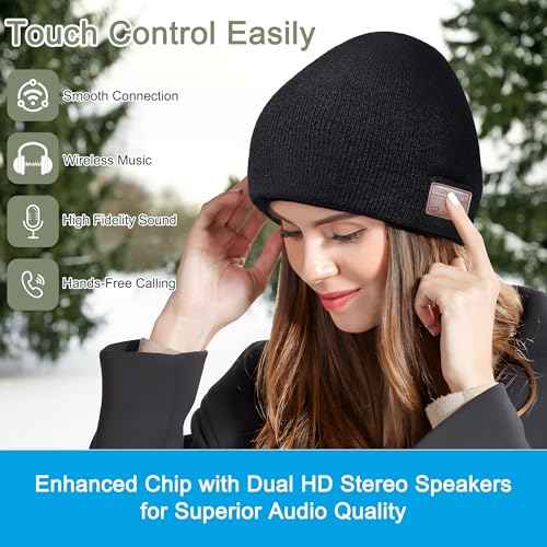 Greatfine Bluetooth Beanie, Beanie with Bluetooth Headphones HD Stereo for Men/Women/Teen, Unique Tech Gift for Christmas