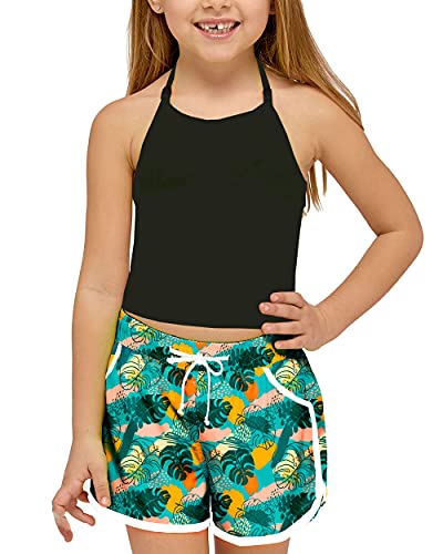 Kids Hawaiian Swim Board Shorts 11-12 Years Quick Dry Tropical Green