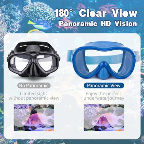 Kids Swim Goggles, Anti-Leak Snork Mask with Nose Cover & Elastic Fabric Strap, UV Protection Swimming Goggles for Kids Boys Girls