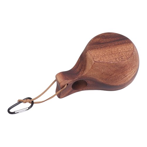Tissting Wood Camp Mug 230ml Log Wood Grain Camping Coffee Cup with Wooden Handle and Lanyard, Nordic Drinking Cup for Coffee Tea Milk(Brown)