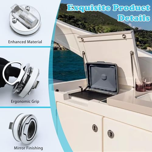 Marine Grade 316 Stainless Steel Boat Slam Latch 2 Inch with Lock - 2 Pack