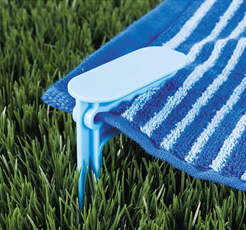 Forzaddik Outdoor Anchor Stakes, Beach Towel/Picnic Mat Anchor Clips Stakes, Pack of 8 (Blue)