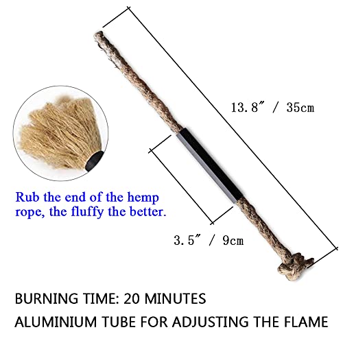 Fire Starter Survival Kit with Large Ferro Rod & Wick Hemp Cord - Green Bag