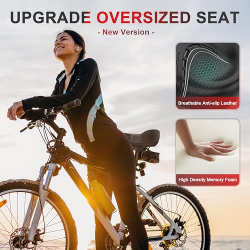 Bluewind Oversized Bike Seat with Backrest Black - Comfort Saddle for E-Bikes & Stationary Bikes