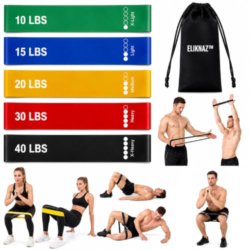 5-Level Resistance Loop Bands Set for Full-Body Workout & Rehab - Portable Exercise Bands