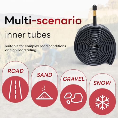 26x1.75/1.95/2.0/2.10/2.125 Inch AV48mm Bike Tubes 26" Replacement Bicycle Inner Tubes (2 PCS) Reliable 26 x 1.75-2.125 Inner Tubes Schrader Valve for City/Road/Mountain/Cruiser Cycling Scenarios