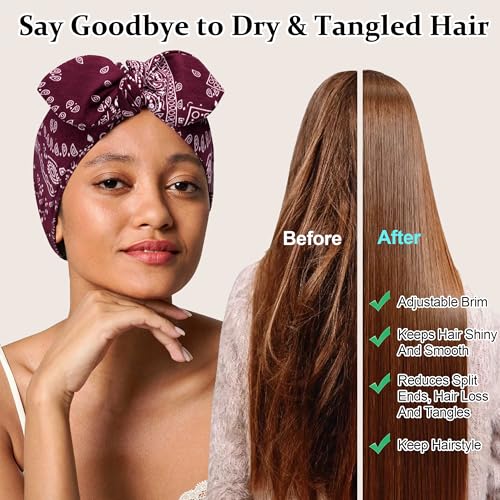 Ababalaya Satin Lined Beanies for Women Chemo Headwear Silky Lined Cotton Sleeping Cap