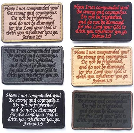 Antrix 6 PCS Tactical Joshua 1:9 Bible Verse 210 Have I NOT COMMANDED You Patch Hook and Loop Fastener Joshua 1:9 Be Strong and Courageous Emblem Badge Patch -4"*2.25"