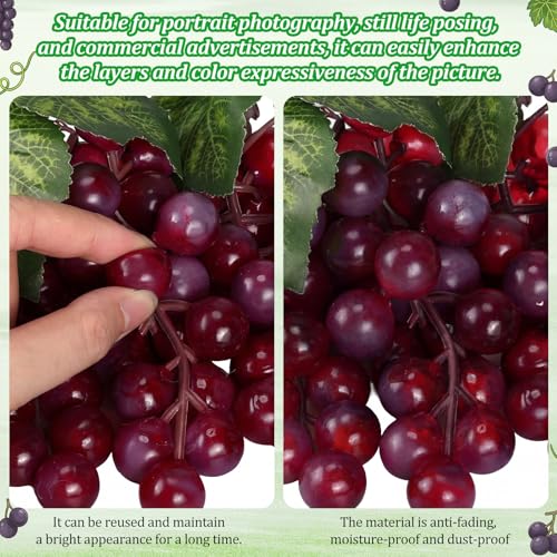 Artificial Grape Set - Classic Style, Purple, 36 Pcs with Realistic Clusters