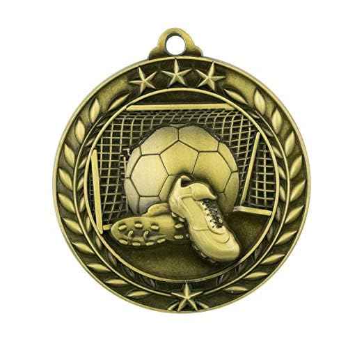 Express Medals Soccer Gold Medals Trophy Award with Neck Ribbons WAMG-960 - (Pack of 10)