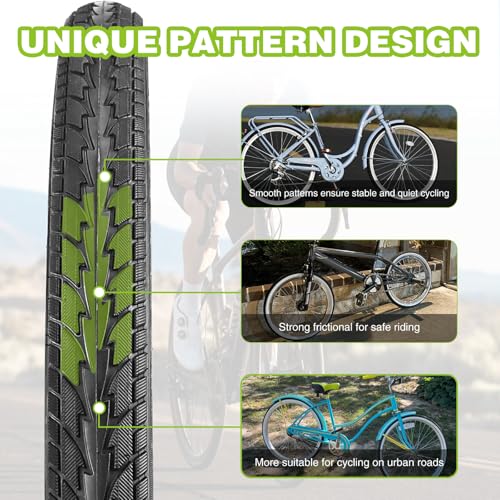 20 Inch Bicycle Tires White Wall Side Black Folding Bead 2 Pack - No Tube