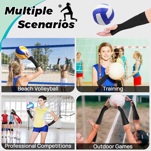 10 Inch Volleyball Arm Sleeves with Padding and Thumb Hole - Black, 1 Pair