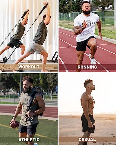Men's Running Shorts 2 Pack - Black & Dark Grey, 7'' Quick Dry Athletic Gym Shorts with Pockets, Large