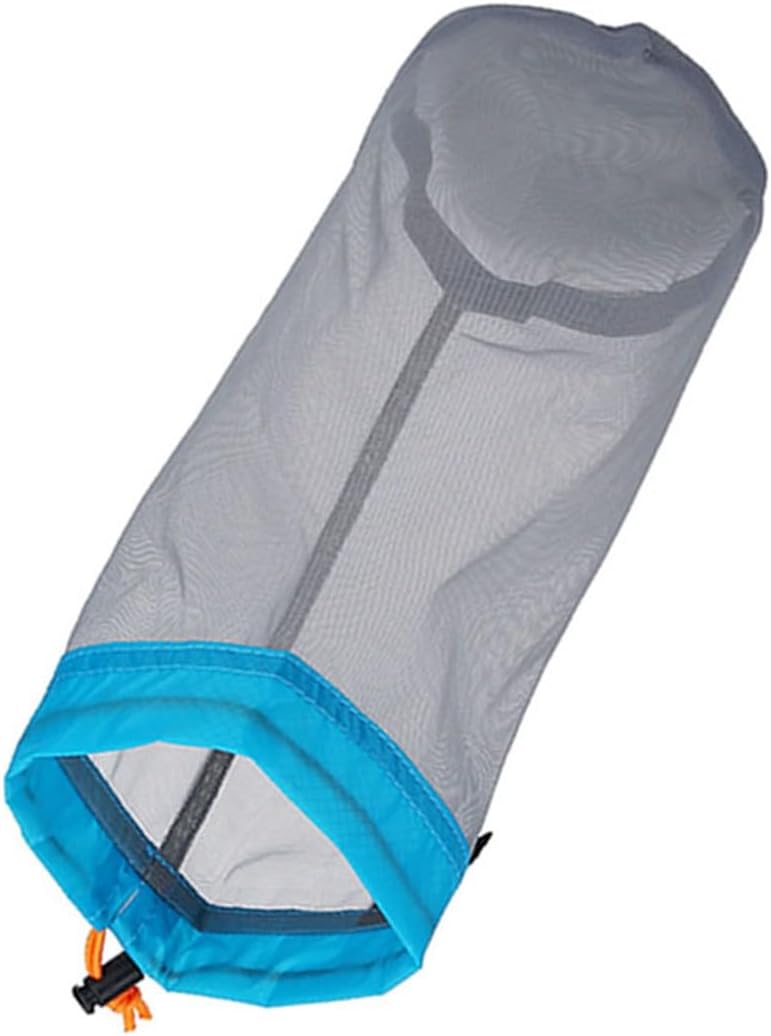 Mesh Stuff Sack Light Weight Nylon Mesh Drawstring Storage Bag for Travelling Hiking Camping Stuff Storage(Orange M)