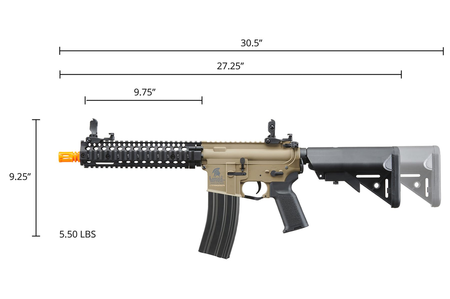 Lancer Tactical Gen 2 Raider Durable M4 Airsoft Gun w/Steel Front Rail, Grip & High Speed Mid Mag- 9.6v Nimh 1600 mAh Battery, Charger, and 1000 Rounds 0.20g BBS Included (Two-Tone)