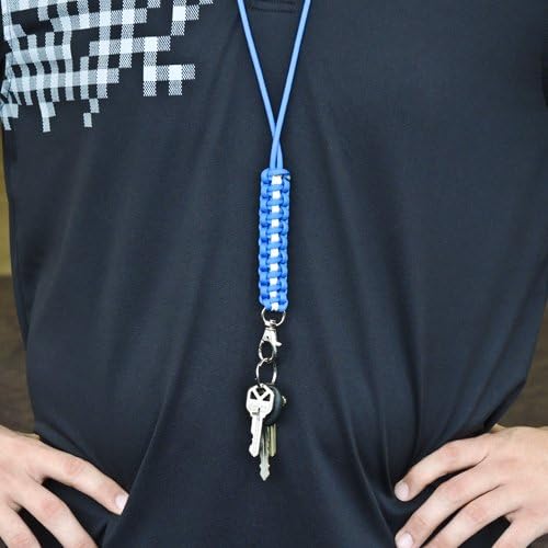 Survival Paracord Lanyard Neck Strap for Keys, Badges & IDs with Whistle