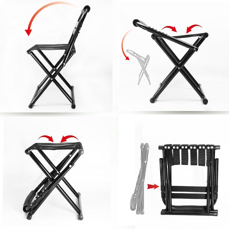 Folding Camp Chair for Camping Stool, 24 Inch Oversized Foot Rest 500 Lbs Portable Folding Camp Chair for Adults(Black)