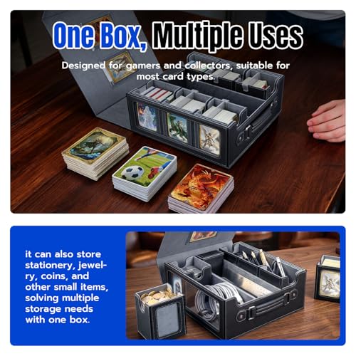 MTG Commander Deck Box with Handle for 6 Decks, Card Organizer & Storage