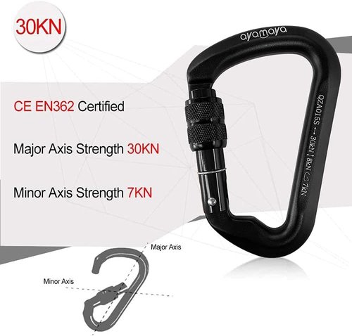Ayamaya Climbing Carabiners - 3 Pack Screwgate Locking Carabiner 30KN (6744 lbs) Heavy Duty Gears for Rock Climbing, Rappelling, Swing Rescue & Gym, Large D-Shaped Carabiners
