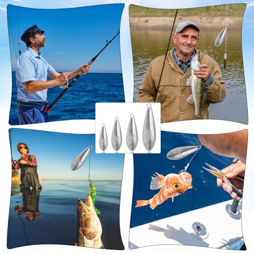 Drop Shot Fishing Weights Sinkers 1oz - 10 Pieces, Drop-Shaped Lead Tackle