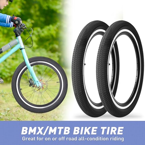 Kids 20 Inch Bike Tire 2 Pack - Black 20x2.125 Folding Replacement Tires