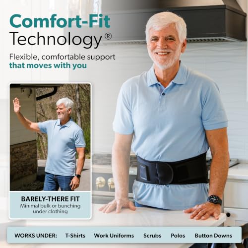 Lumbar Back Support Belt for Men & Women - Adjustable Breathable Mesh Brace - Medium Black