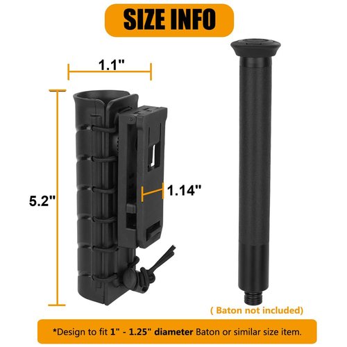 KRYDEX Baton Holder for Duty Belt ASP Sentry Baton Pouch 6.3" - 7.75" - 9.0" - 9.5" Retracted Agent Baton Carry Case
