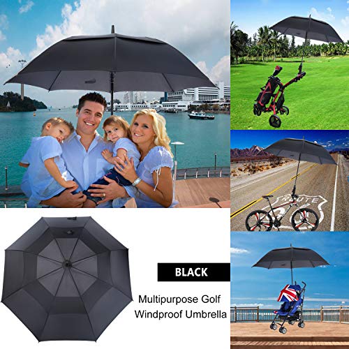 Extra Large Golf Umbrella 68 Inch Automatic Windproof Waterproof Sun Protection Black