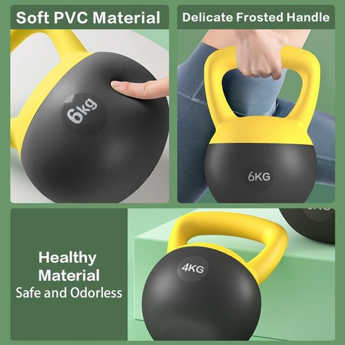 Soft Kettlebell 5lb 10lb 20lb, Strength Training Kettlebells for Womens, Kettle Bell with Iron Sand Filled, Non-Slip Handle Weights for Home Gym Workout (13.2, Pounds)